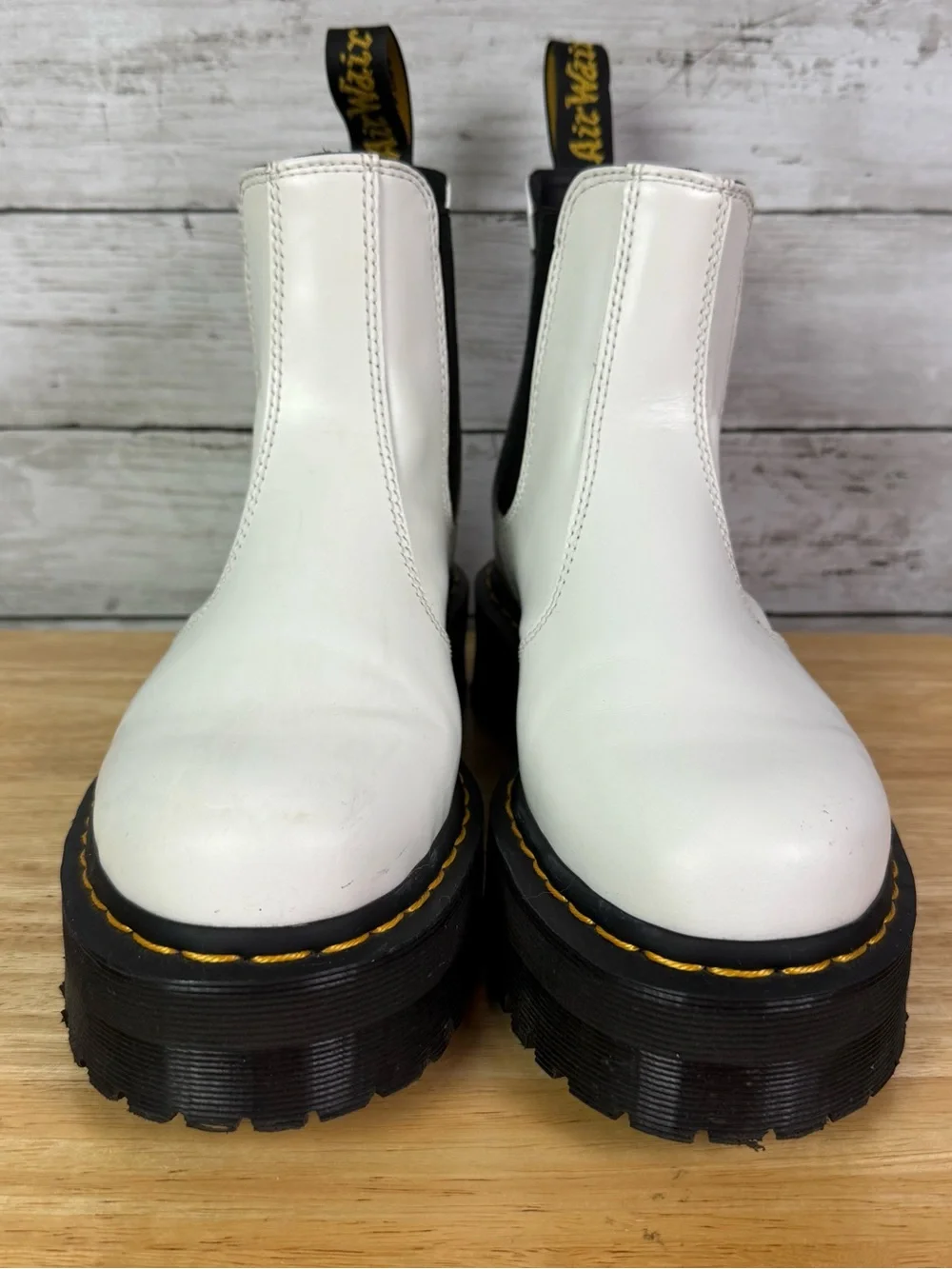 Dr Martens White Quad Platform Chelsea Boot Size 9